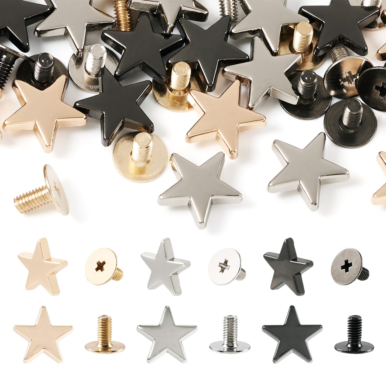 Amazon.co.jp: Beadthoven スタッズ パーツ スター型 リベット ネジ式